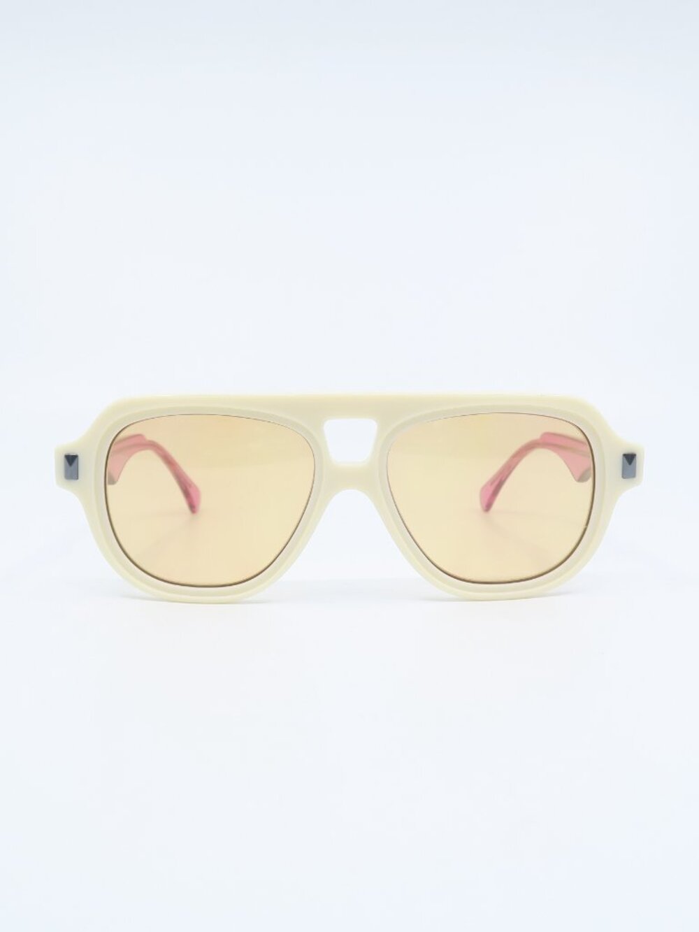 Light Tint Ivory & Pink/ Orange Lenses, New Aviator, Fashion Unisex Sunglasses.